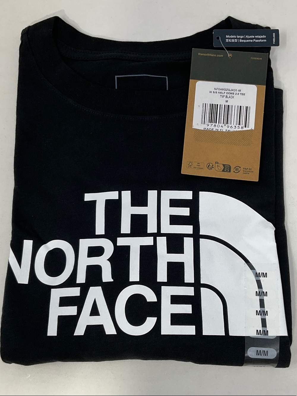 The North Face Black Tee with White Half Dome Logo